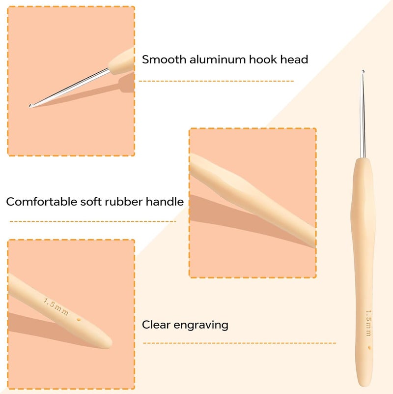 Gerute Small Size Crochet Hook Lace Crochet Needle, 1.5mm Crochet Hook, Ergonomic Crochet Hooks，Embroidery Thread Knitting Weaving Tool (1.5 mm) - Image 3